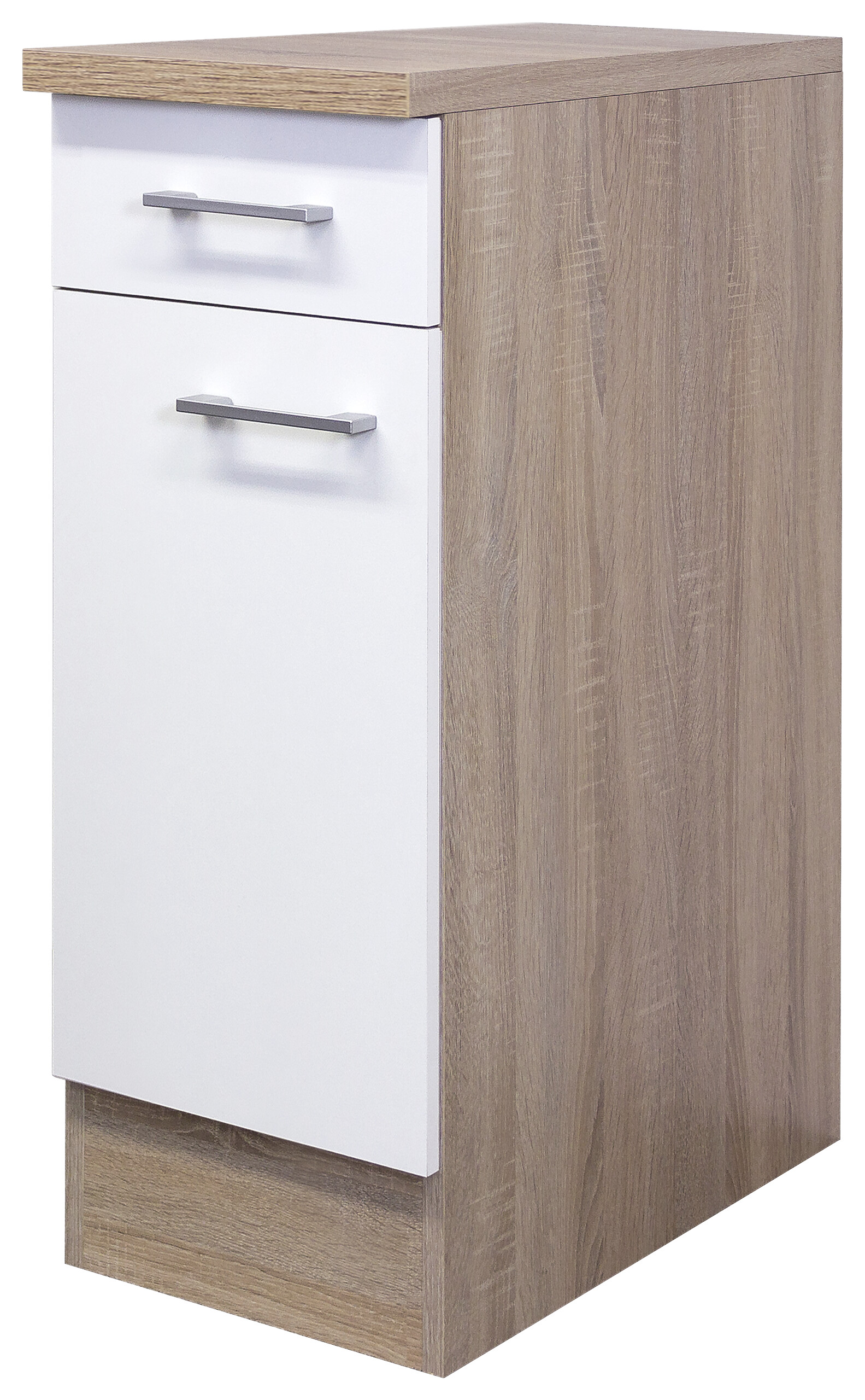 Unterschrank Samoa weiß Eiche Nachbildung B/H/T: ca. 30x85x60 cm Unterschrank Samoa weiß Eiche Nachbildung B/H/T: ca. 30x85x60 cm