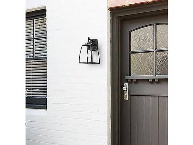 Westinghouse Außenwandleuchte Niko mattschwarz Metall Glas B/H/L: ca. 20x35x23 cm E27 1 Brennstellen