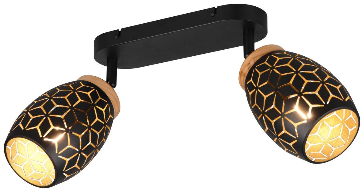 Reality Leuchten Spots Bidar schwarz gold Metall B/H/L: ca. 28x27x12 cm E14 2 Brennstellen