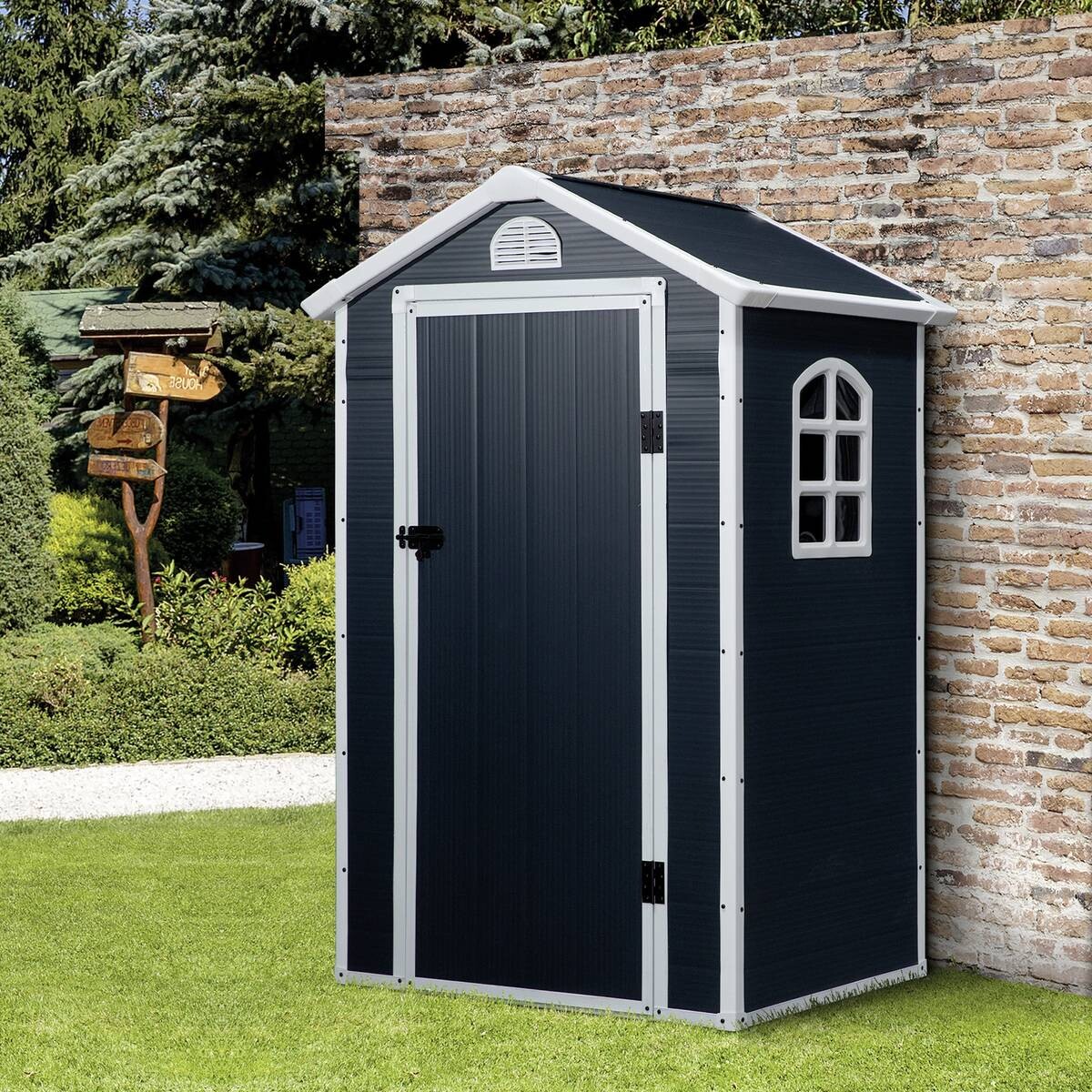 Outsunny Gartenhaus grau B/H/L: ca. 104x204x134 cm