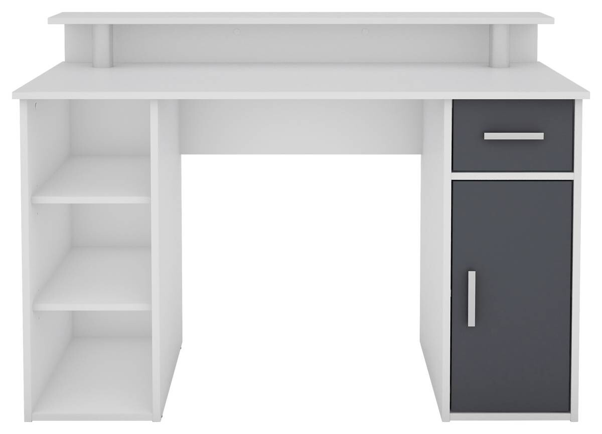 Schreibtisch DIEGO weiß anthrazit silber B/H/T: ca. 120x88x55 cm
