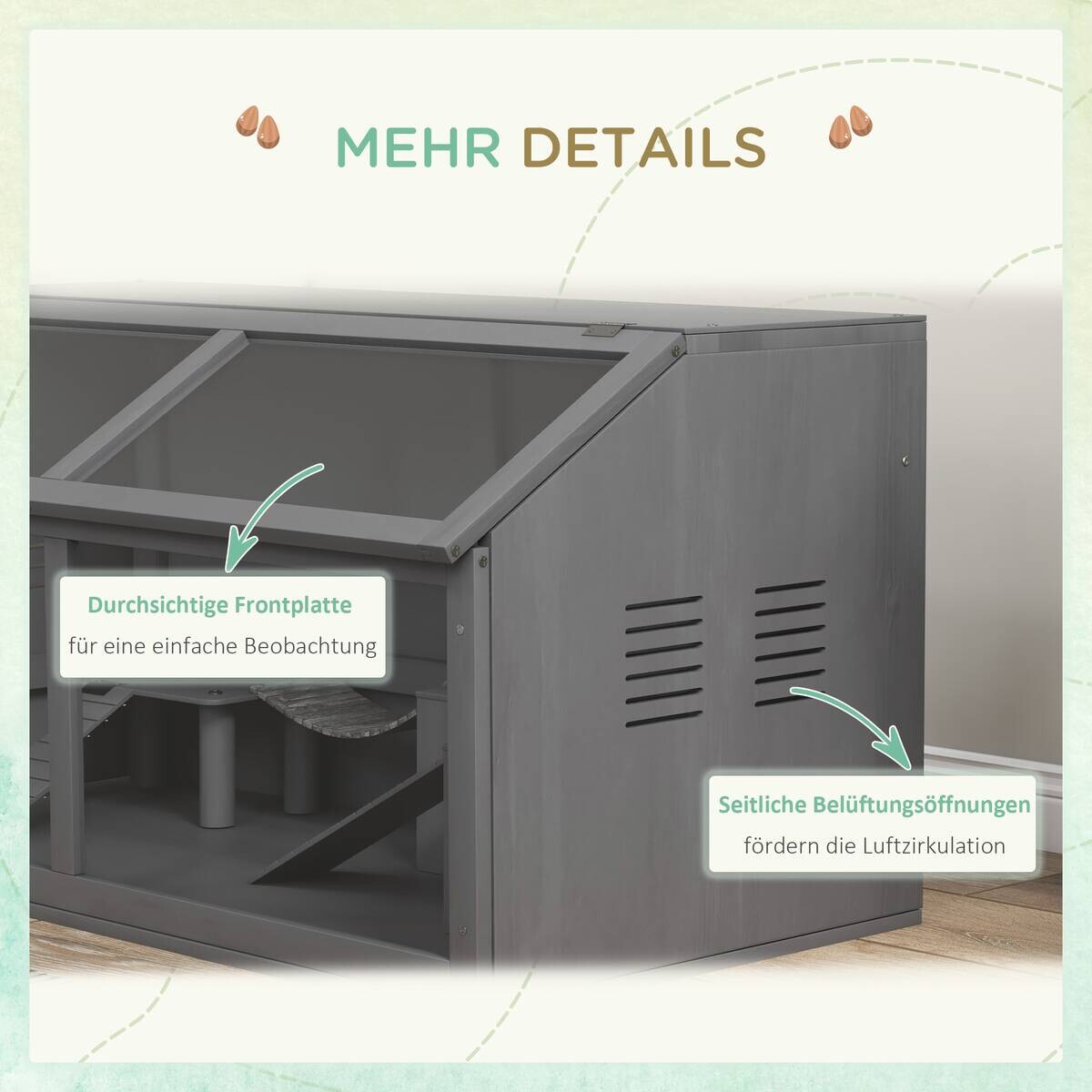 PawHut Tier-Zubehör dunkelgrau Edelstahl B/H/L: ca. 52x100x50 cm