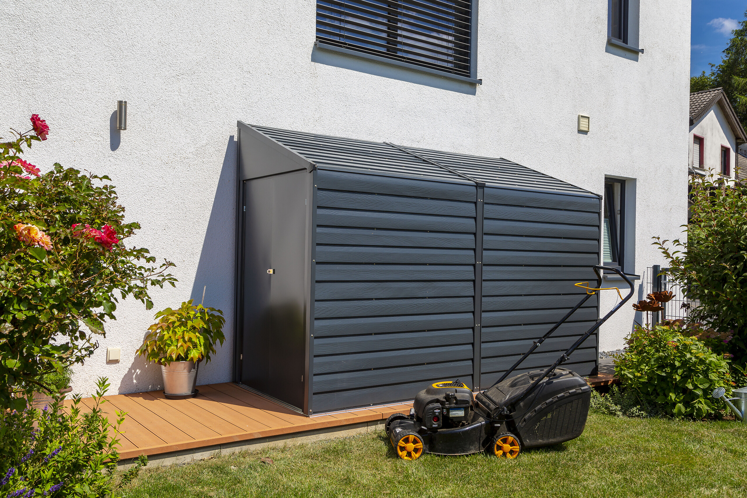 Spacemaker Anlehngerätehaus 4x10 grau B/H/T: ca. 295x208x124 cm