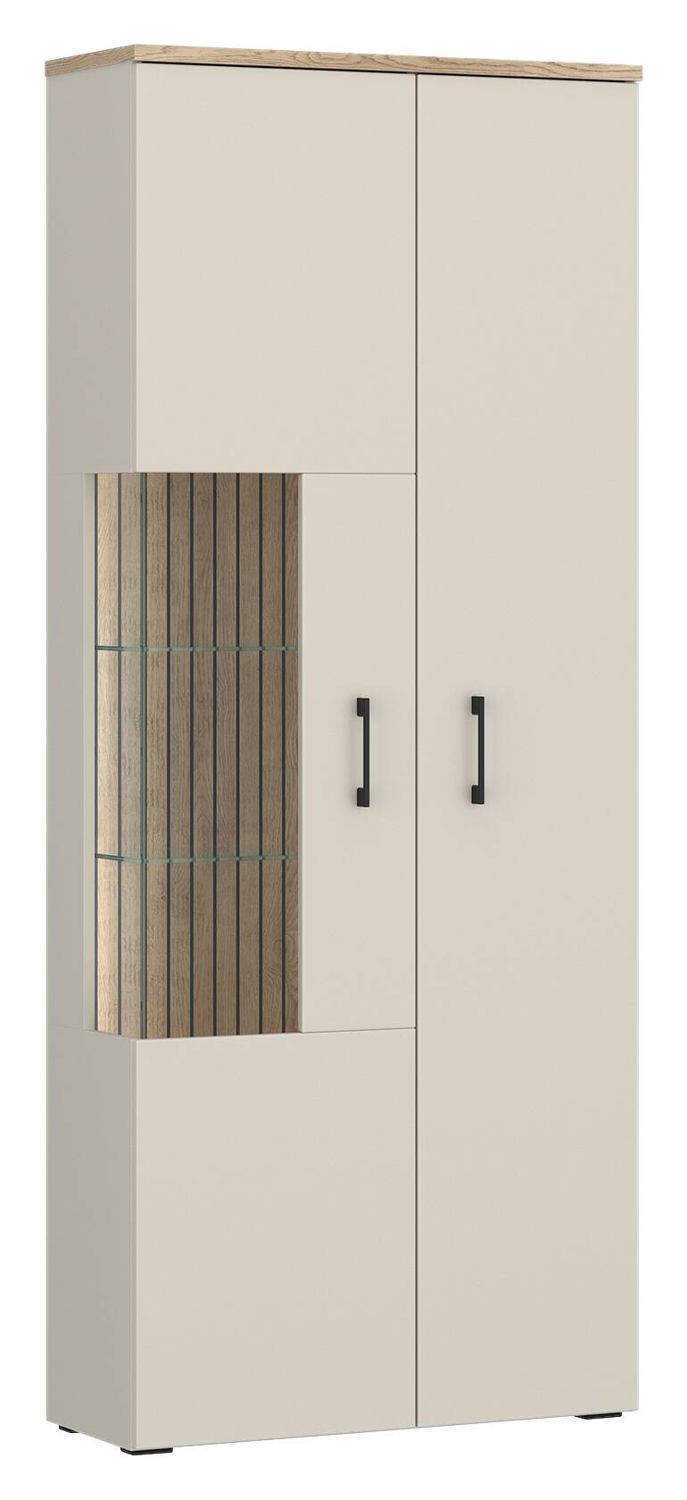 Vitrine Cashmere Eiche Nachbildung Spanplatte B/H/T: ca. 76x192x35 cm