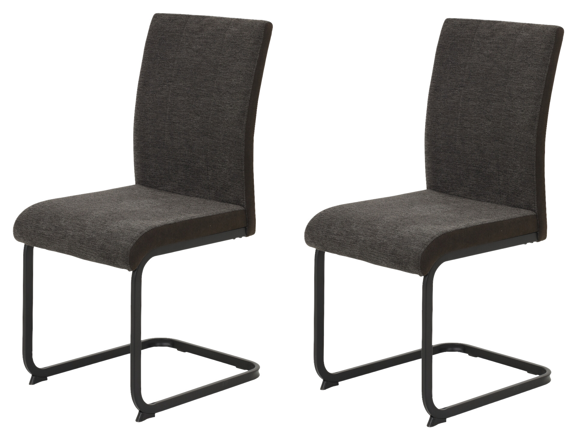 Stuhl 2er Set LINN braun schwarz Webstoff Metall B/H/T: ca. 43x92x52 cm