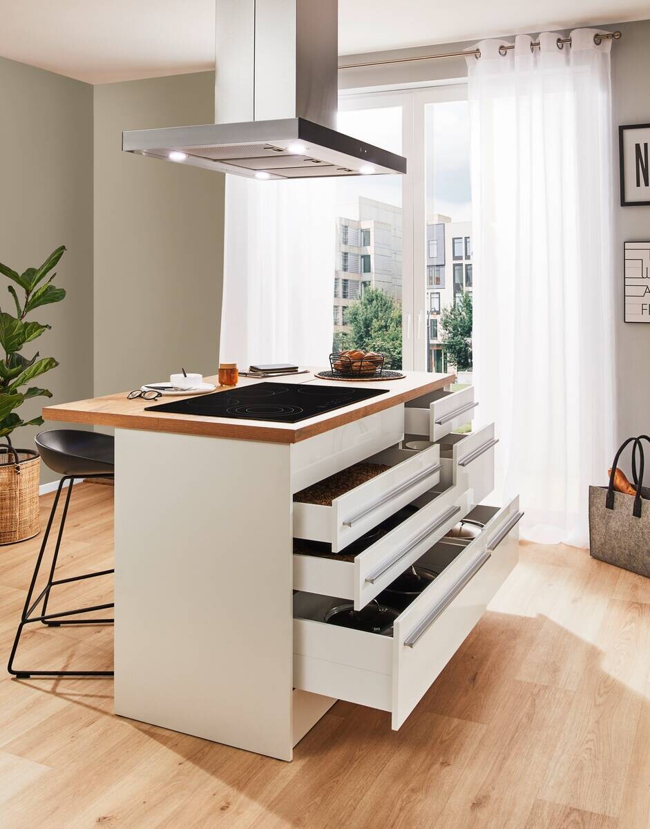 Respekta Inselküche Gabriel weiß Hochglanz B/H/T: ca. 320x200x60 cm