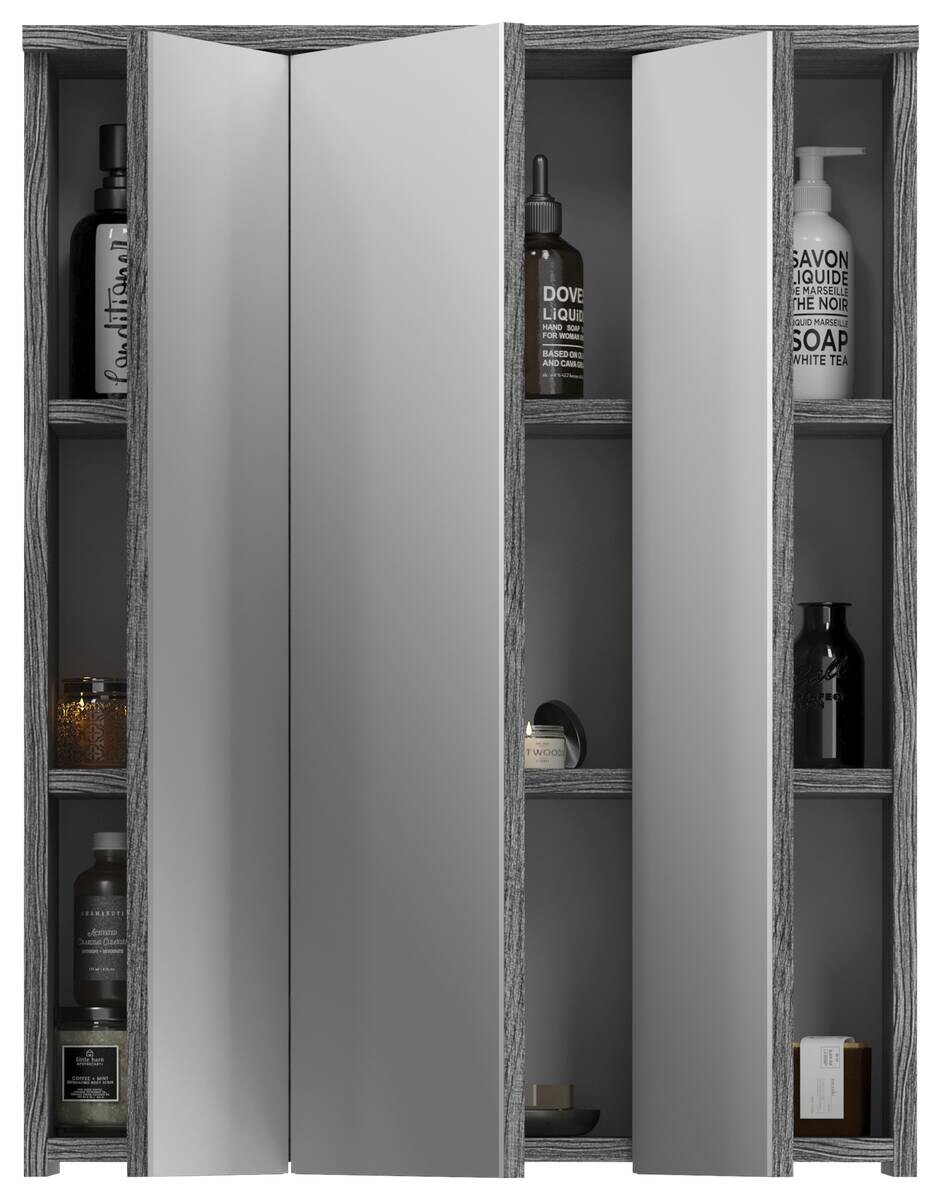 Spiegelschrank BLAKE Rauchsilber Nachbildung weiß Hochglanz B/H/T: ca. 60x77x21 cm