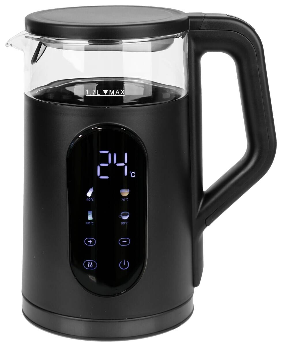 Emerio Wasserkocher WK-132227.1 schwarz Glas Kunststoff B/H/L: ca. 15,5x25,7x22,2 cm ca. 1,7 l