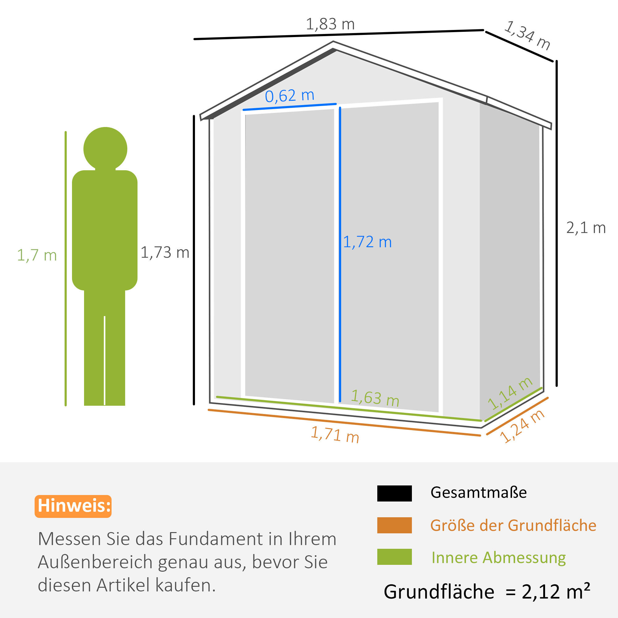 Outsunny Gartenschuppen grau Kunststoff B/H/L: ca. 134x210x183 cm