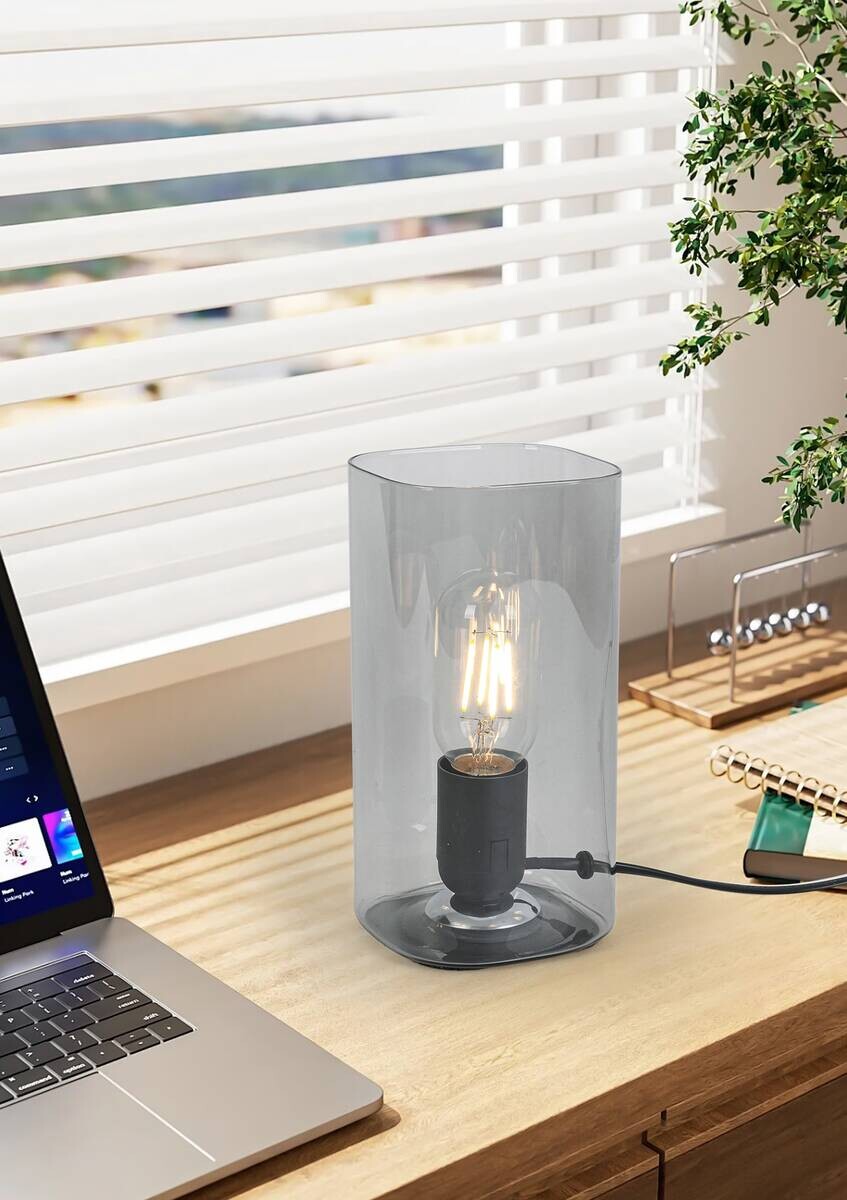 Nolo Tischleuchte Paige Rauch Glas B/H/L: ca. 9,5x20x9,5 cm E27 1 Brennstellen