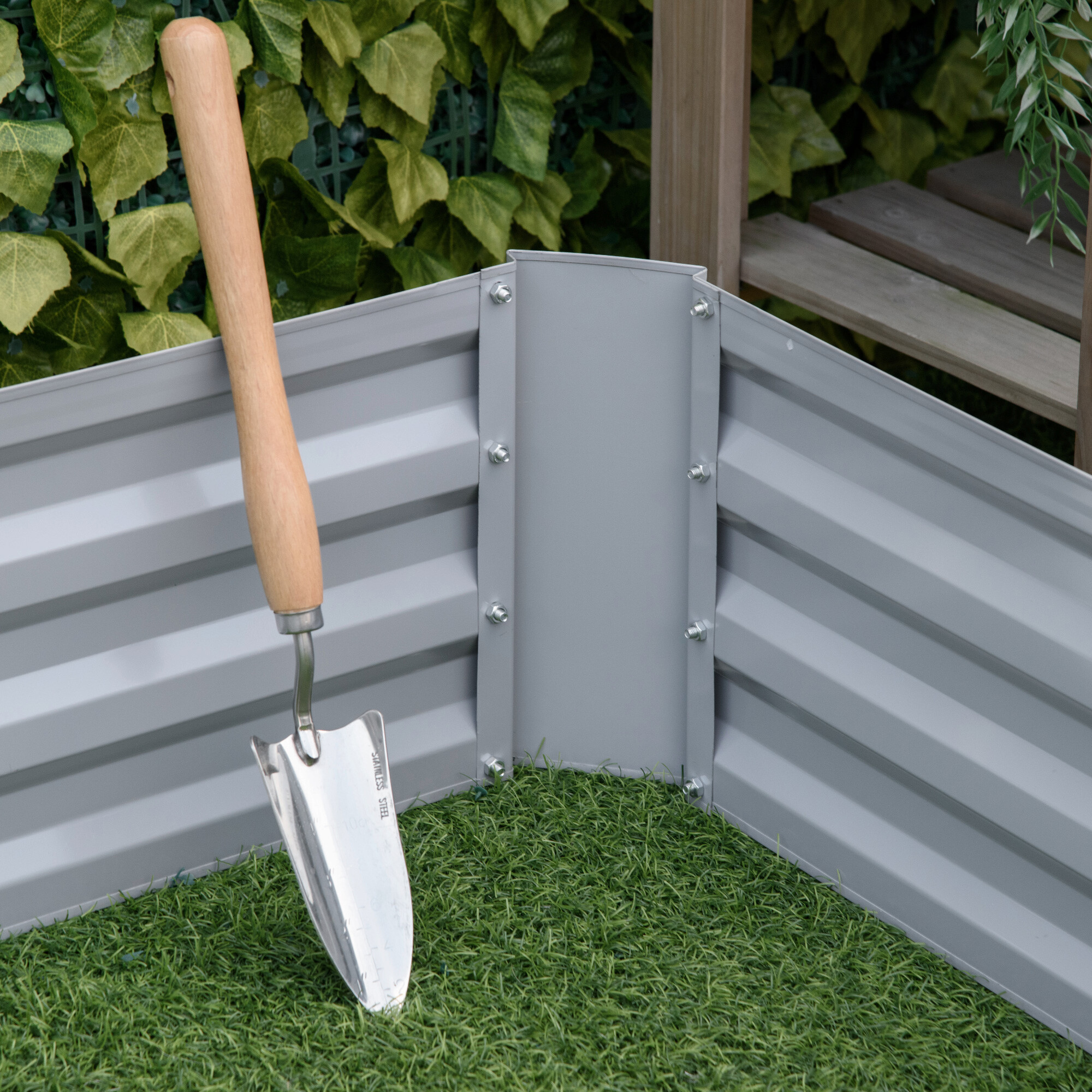 Outsunny Hochbeet 2er-Set grau Stahl B/H/L: ca. 100x30x100 cm