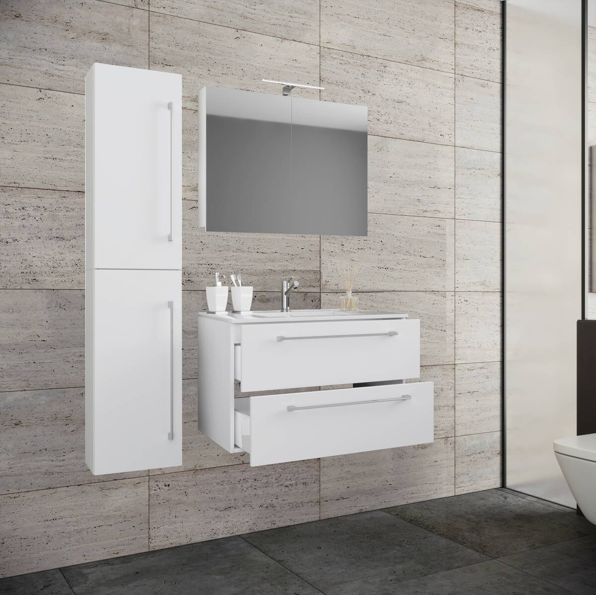 Waschplatz 4tlg-Badinos weiß B/H/T: ca. 81x52x46 cm