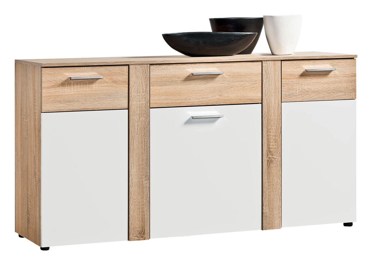 Kommode Trentino Eiche Sonoma Nachbildung weiß B/H/T: ca. 155x81x40 cm