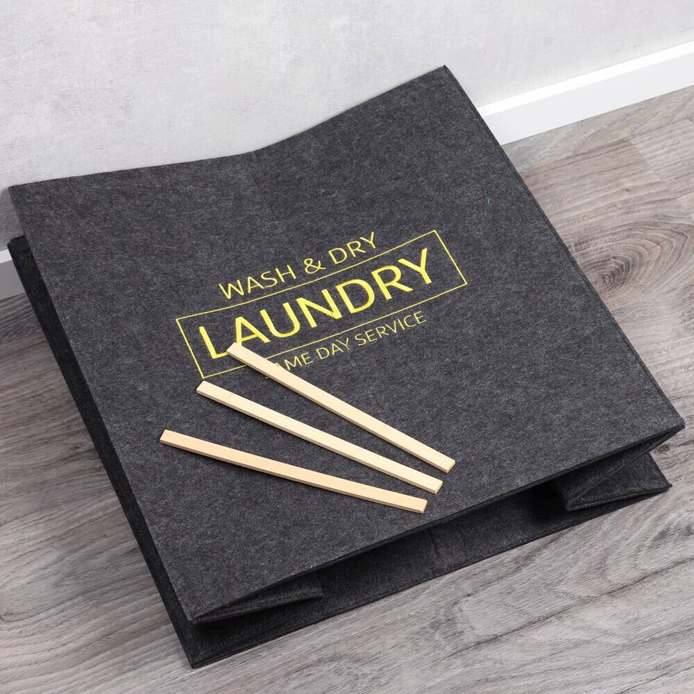 Kesper Wäschesammler schwarz Polyester B/H/L: ca. 28x55x53 cm