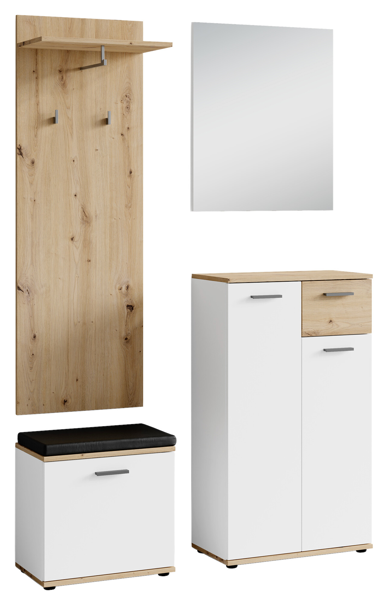 Garderobenset JAKOB Set 4-tlg. weiß Eiche