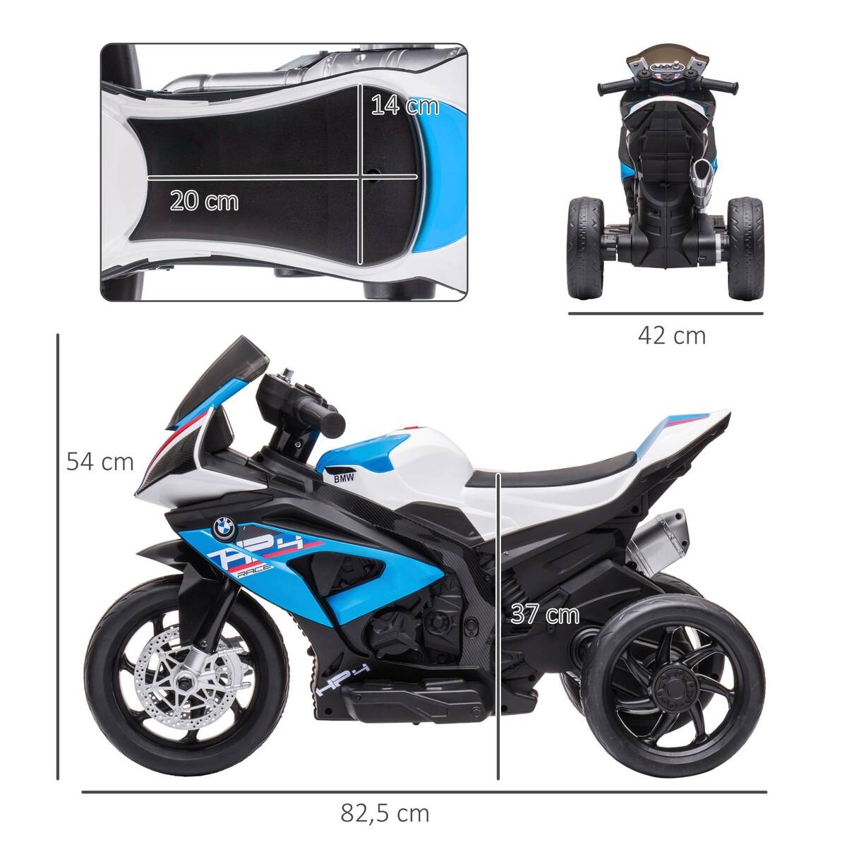 HOMCOM Kinder-Elektromotorrad blau B/H/L: ca. 42x54x82,5 cm
