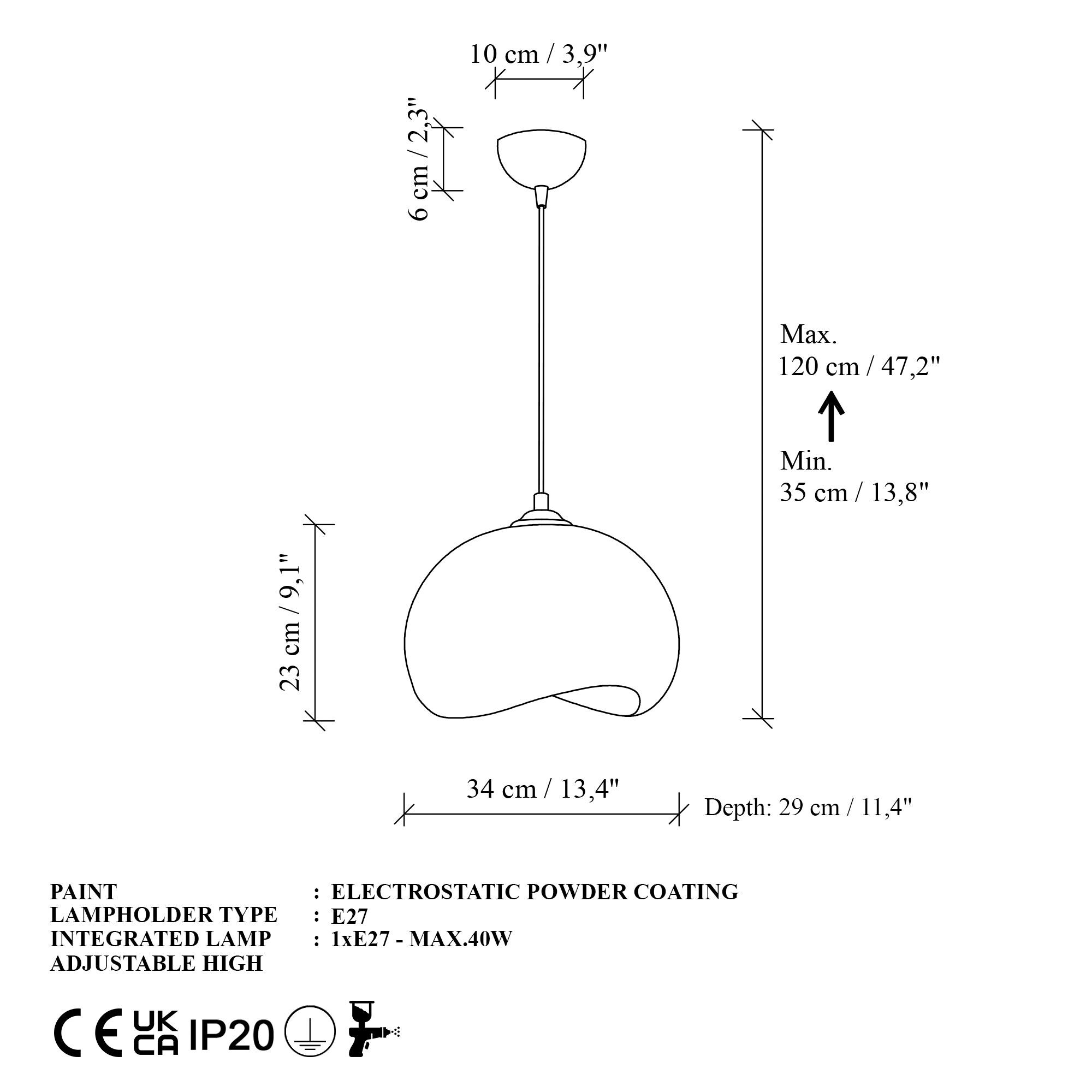 Opviq Pendelleuchte Yontu-15850 weiß Metall Polyester-Mischgewebe B/H/L: ca. 29x120x34 cm E27 1 Brennstellen