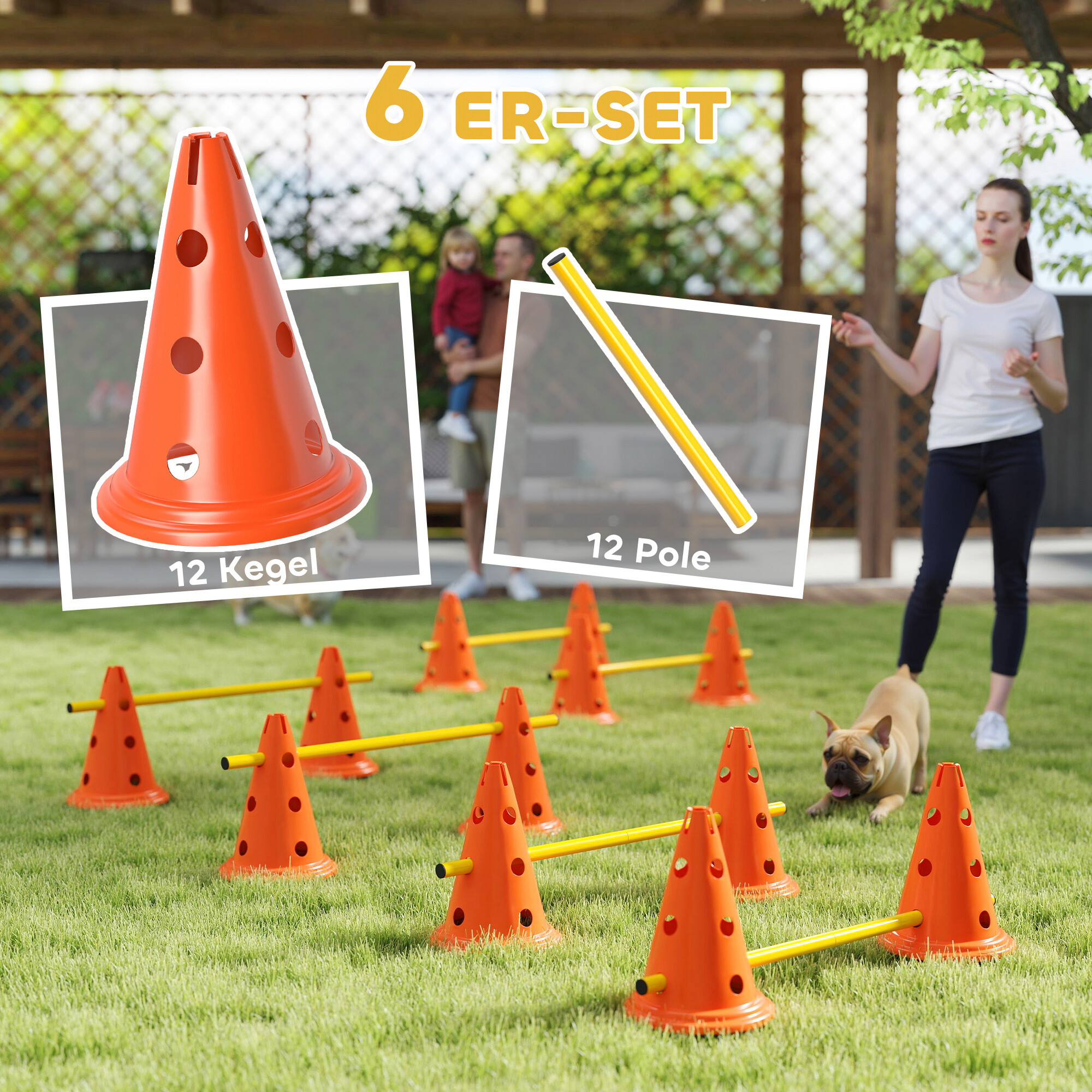 PawHut Hund Agility Set orange Kunststoff B/H/L: ca. 22,5x30x80 cm