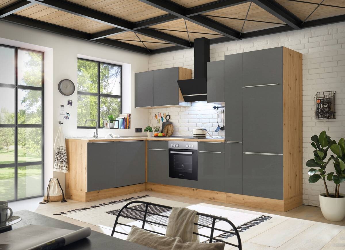 Respekta Winkelküche Marleen grau matt B/H/T: ca. 310x211x170 cm