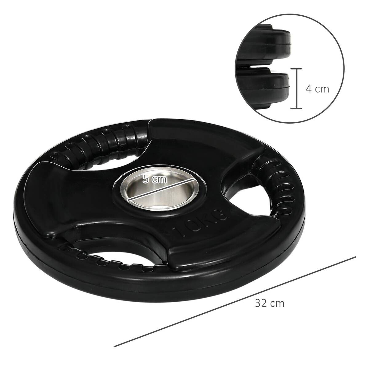 SPORTNOW Hantelscheibe schwarz Edelstahl B/H/L: ca. 32x32x4 cm