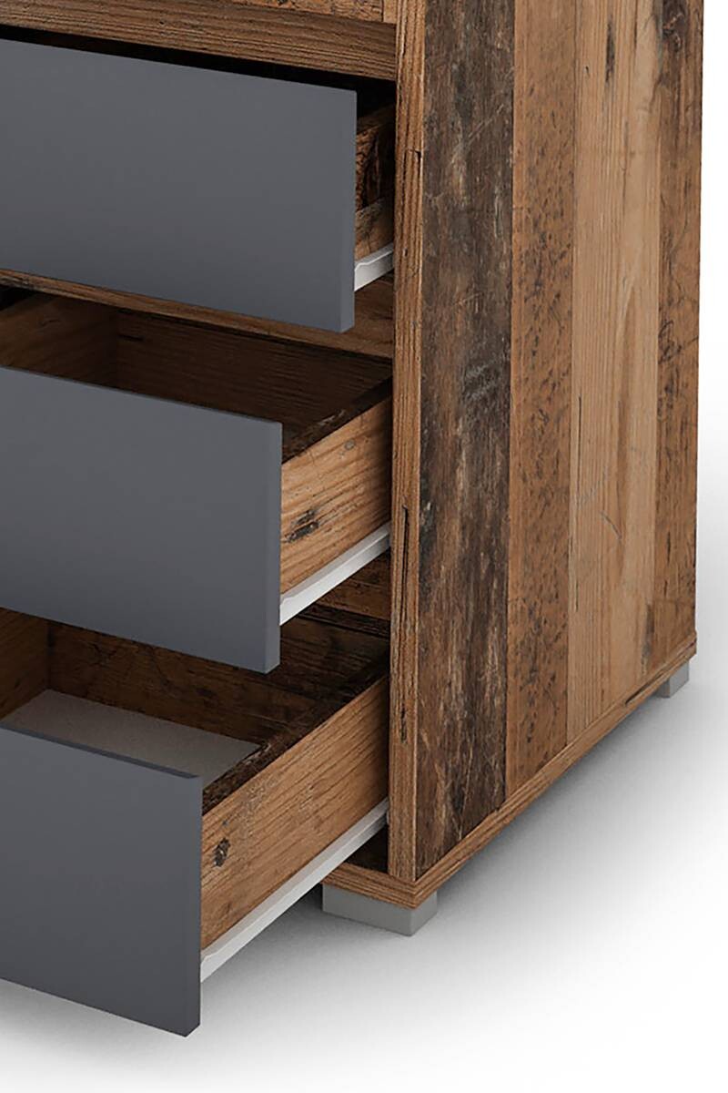 Schreibtisch LOBO Eiche Old Wood Nachbildung anthrazit B/H/T: ca. 138x75x55 cm