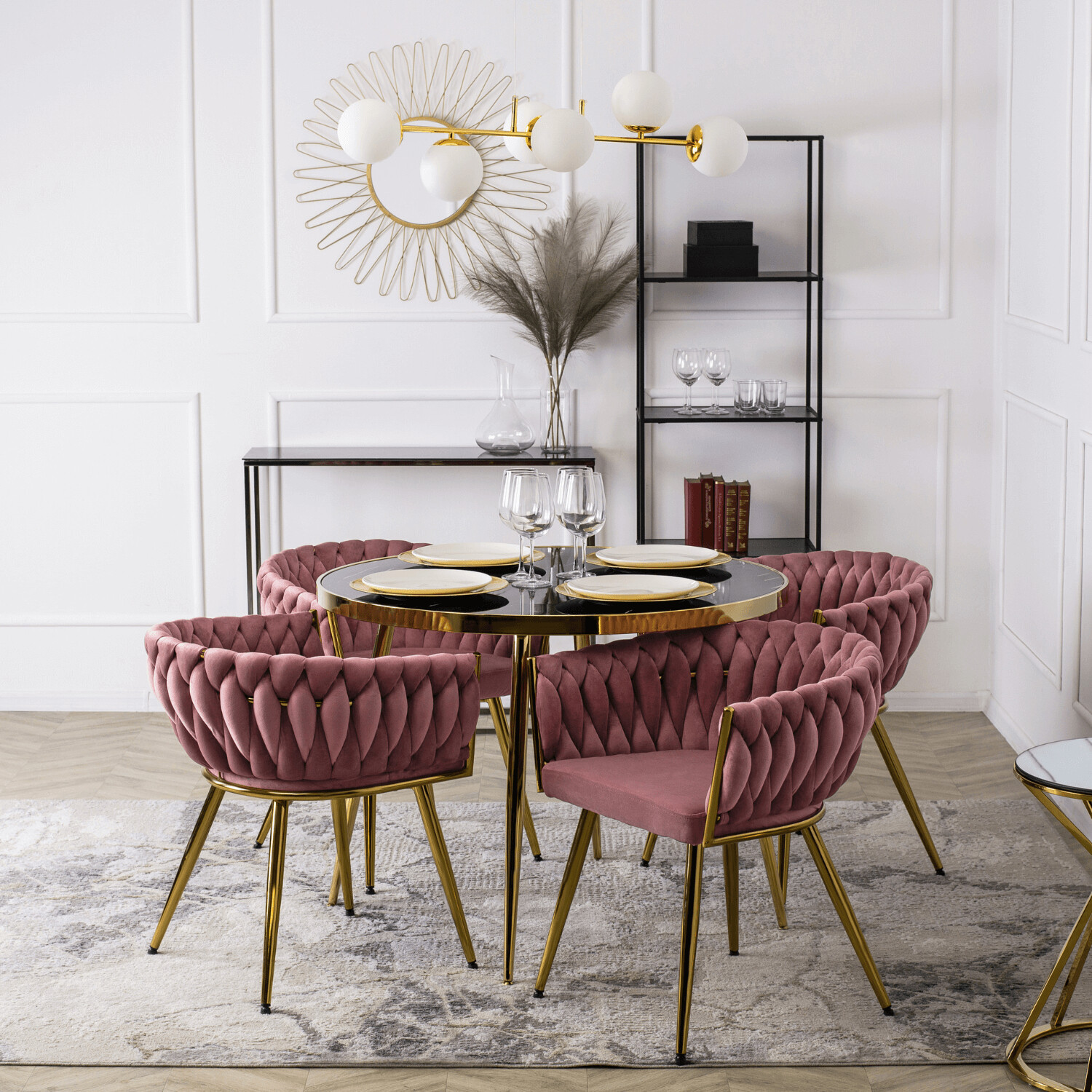 Stuhl CAPRI rosé Velourstoff B/H/T: ca. 65x73x54 cm