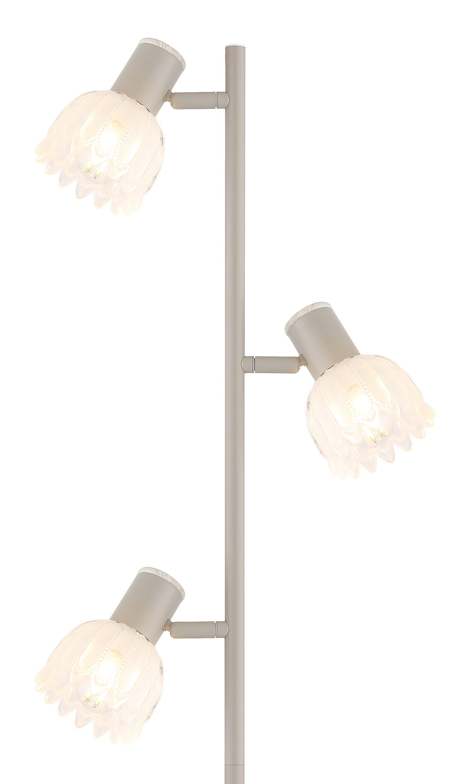 GLOBO Stehleuchte sand Glas Metall B/H/L: ca. 12x60x26 cm 3 Brennstellen