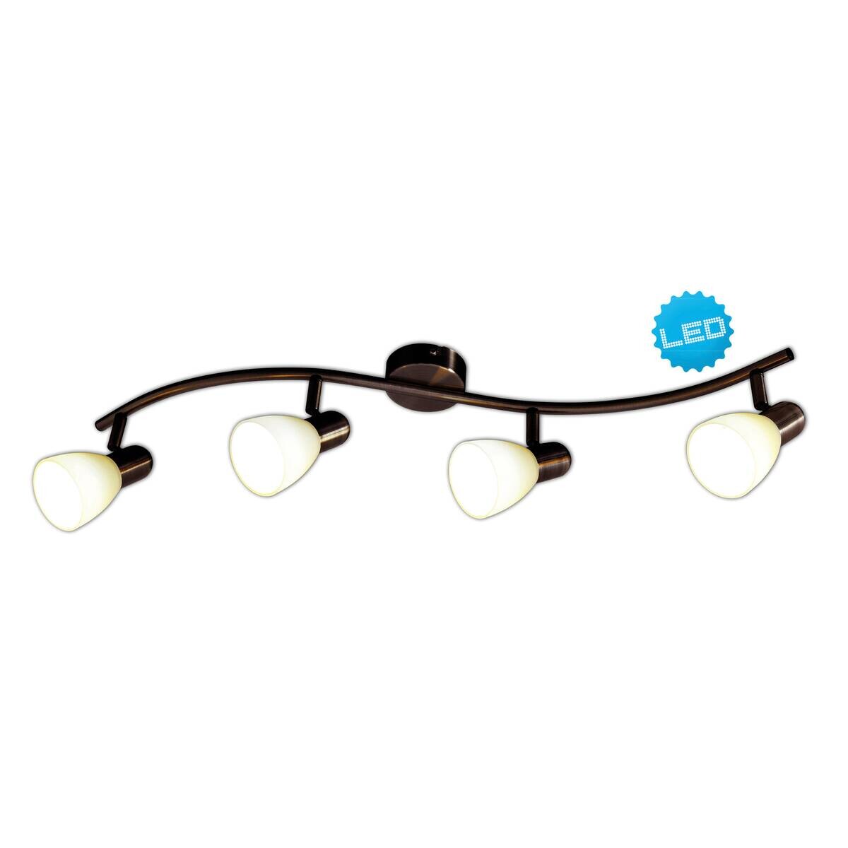 Näve Leuchten Spotleuchte 1198314 braun Metall Glas B/H/T: ca. 12x12,5x67 cm 4 Brennstellen