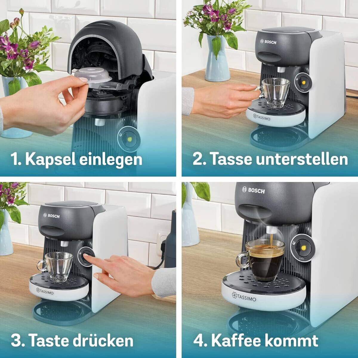 Bosch Kapselmaschine Tassimo Finesse TAS16B4 weiß Kunststoff B/H/T: ca. 15,7x26,5x36,6 cm