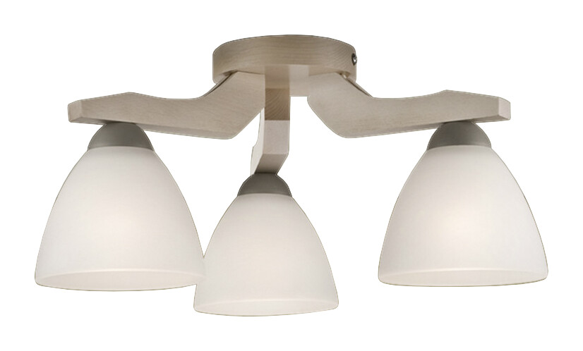 Lamkur Deckenleuchte weiß buche Stahl Holz Glas B/H/L: ca. 35x20x38 cm 3 Brennstellen