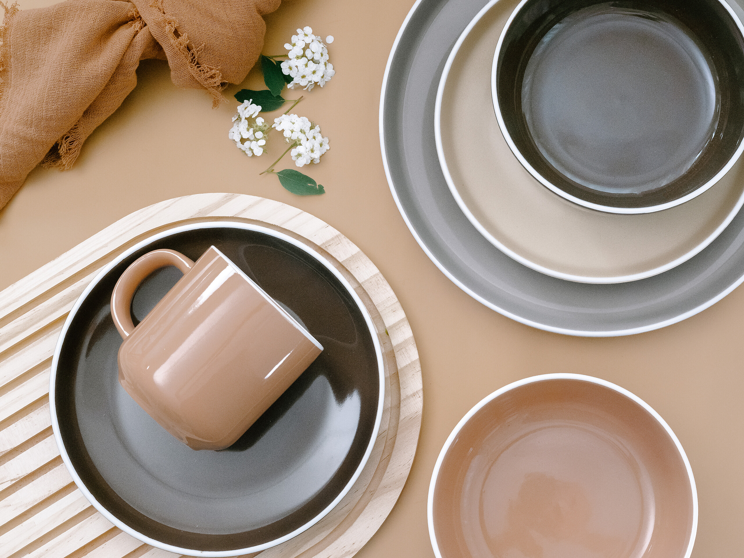 CreaTable Kombiservice Nordic Mocha Mousse braun Steinzeug 16 tlg.