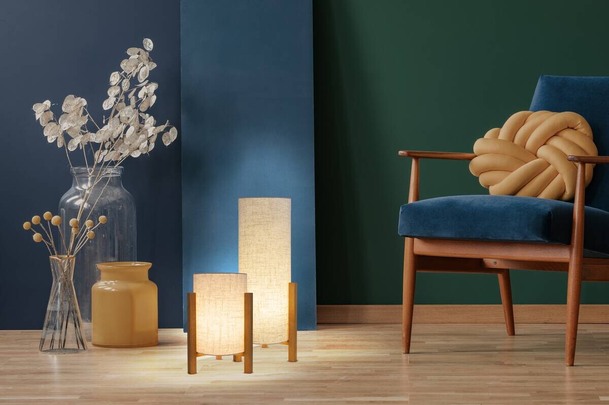 Näve Leuchten Tischleuchte 3193927 natur Textil B/H/T: ca. 22x52x22 cm E27 1 Brennstellen