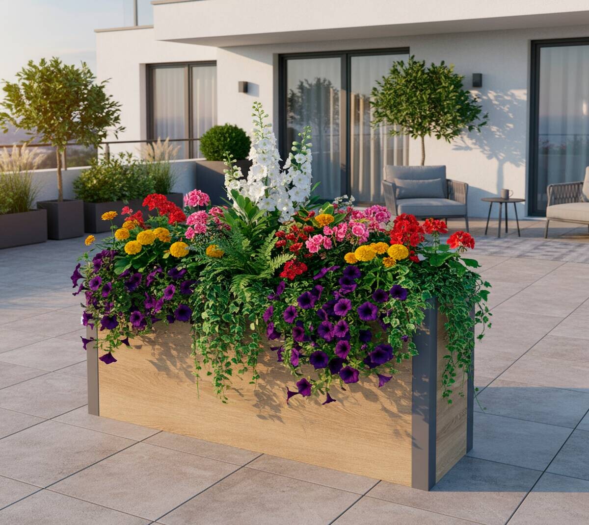 Westmann Pflanzkasten Talus Holzoptik Metall B/H/L: ca. 100x52x25 cm