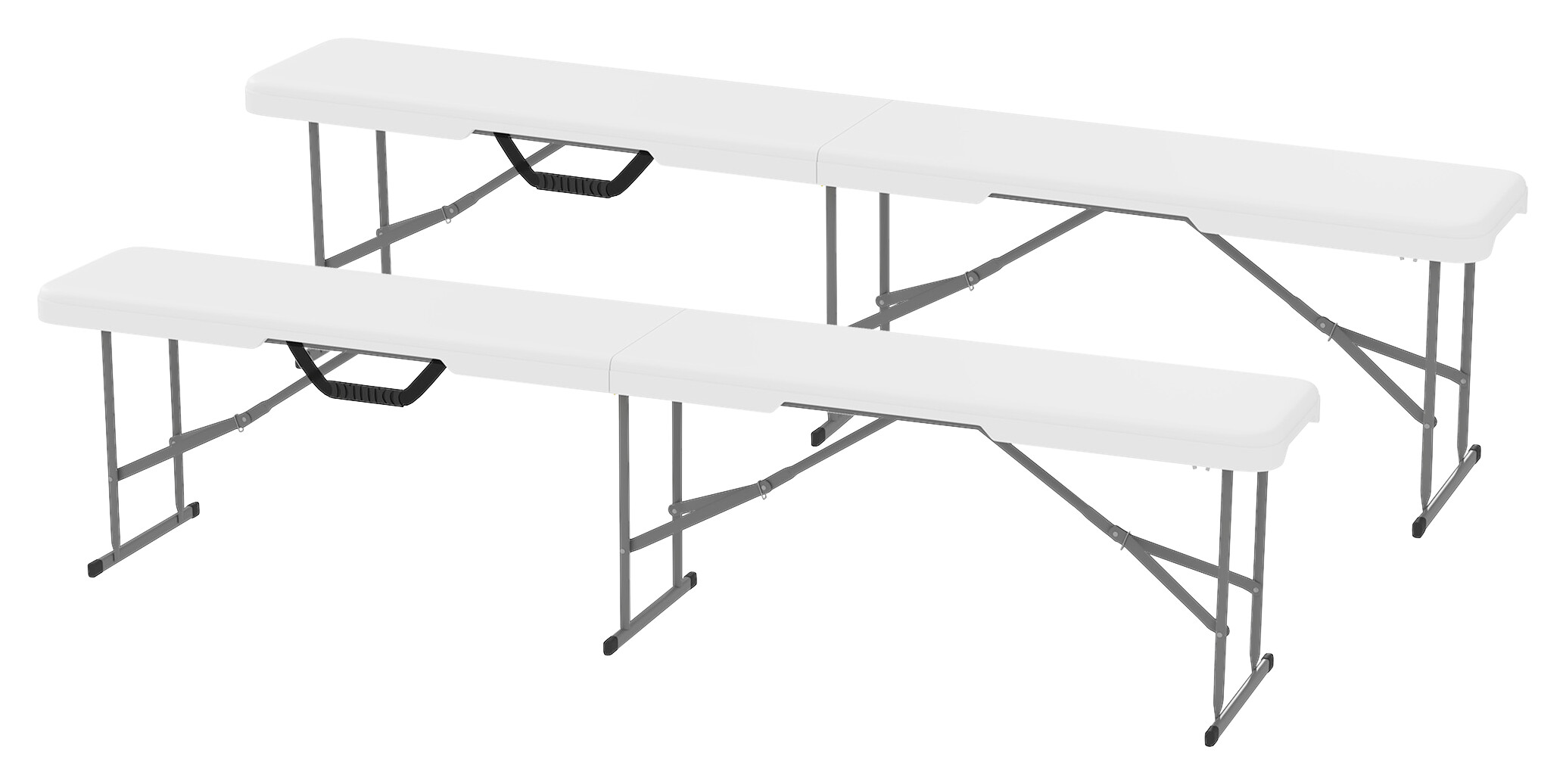 Outsunny Bierbank weiß Metall B/H/L: ca. 28x42x182 cm