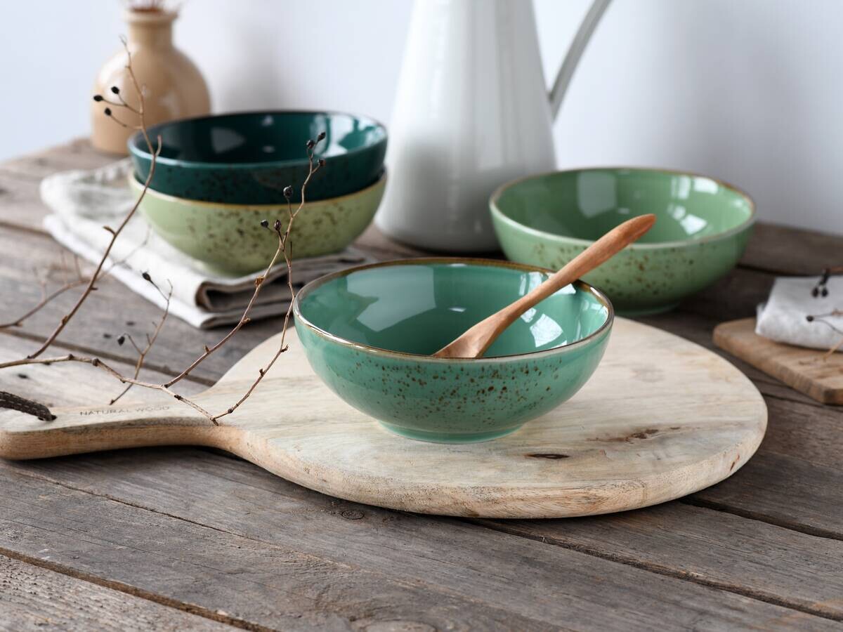 CreaTable Schüssel-Set Nature Collection Green Life grün Steinzeug