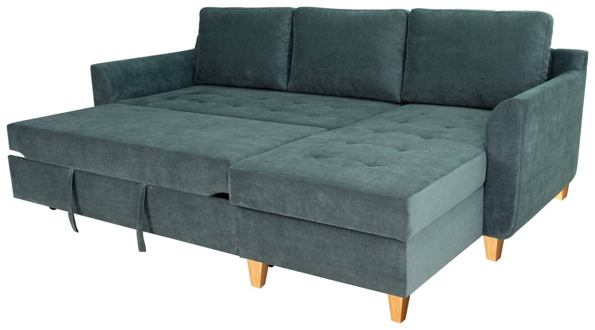 Ecksofa mit Bettfunktion und Bettkasten azur Microfaser B/H/T: ca. 231x86x150 cm