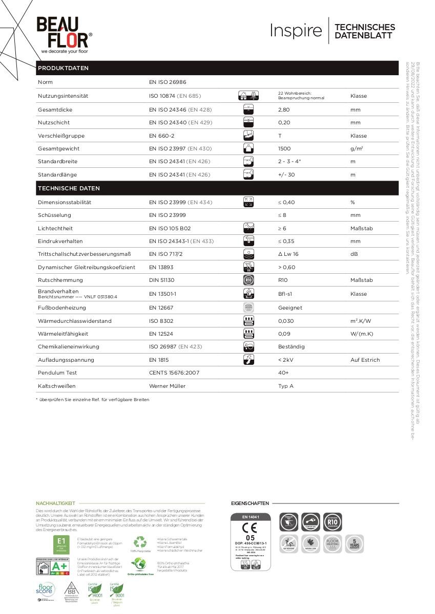Vinylboden Inspire grau Eiche B: ca. 400 cm pro m²