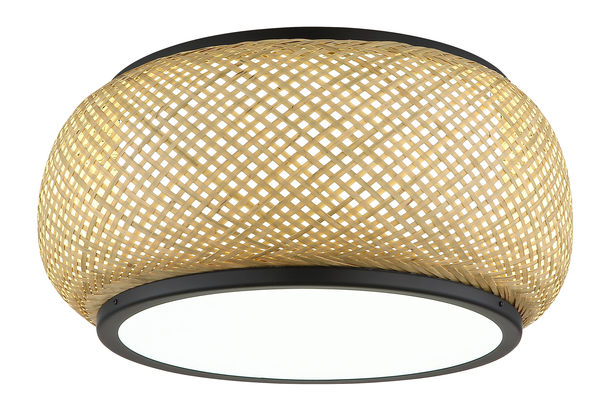 GLOBO Deckenleuchte mattschwarz natur Metall Bambus H/D: ca. 19,2x38 cm 1 Brennstellen