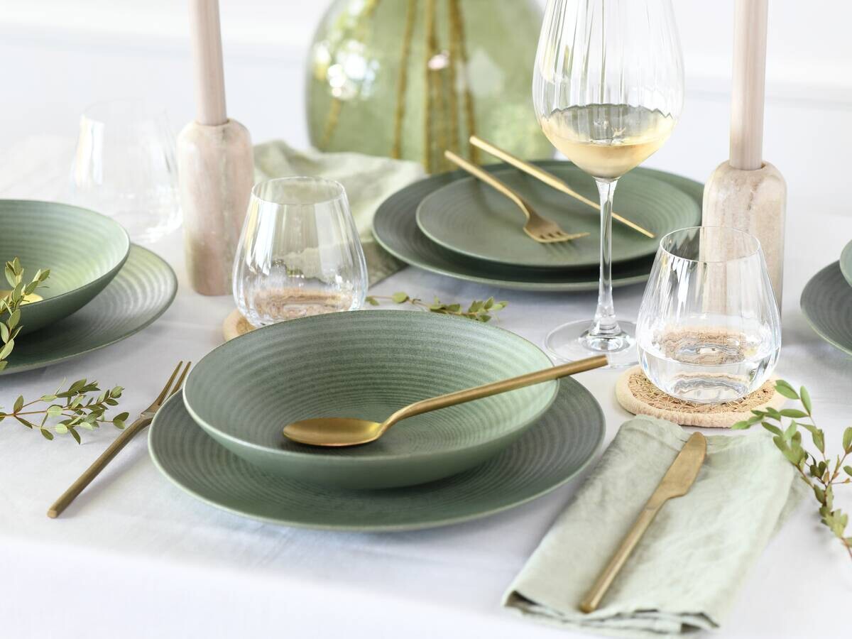 CreaTable Tafelservice Catania Eukalyptus grün Steinzeug 12 tlg.