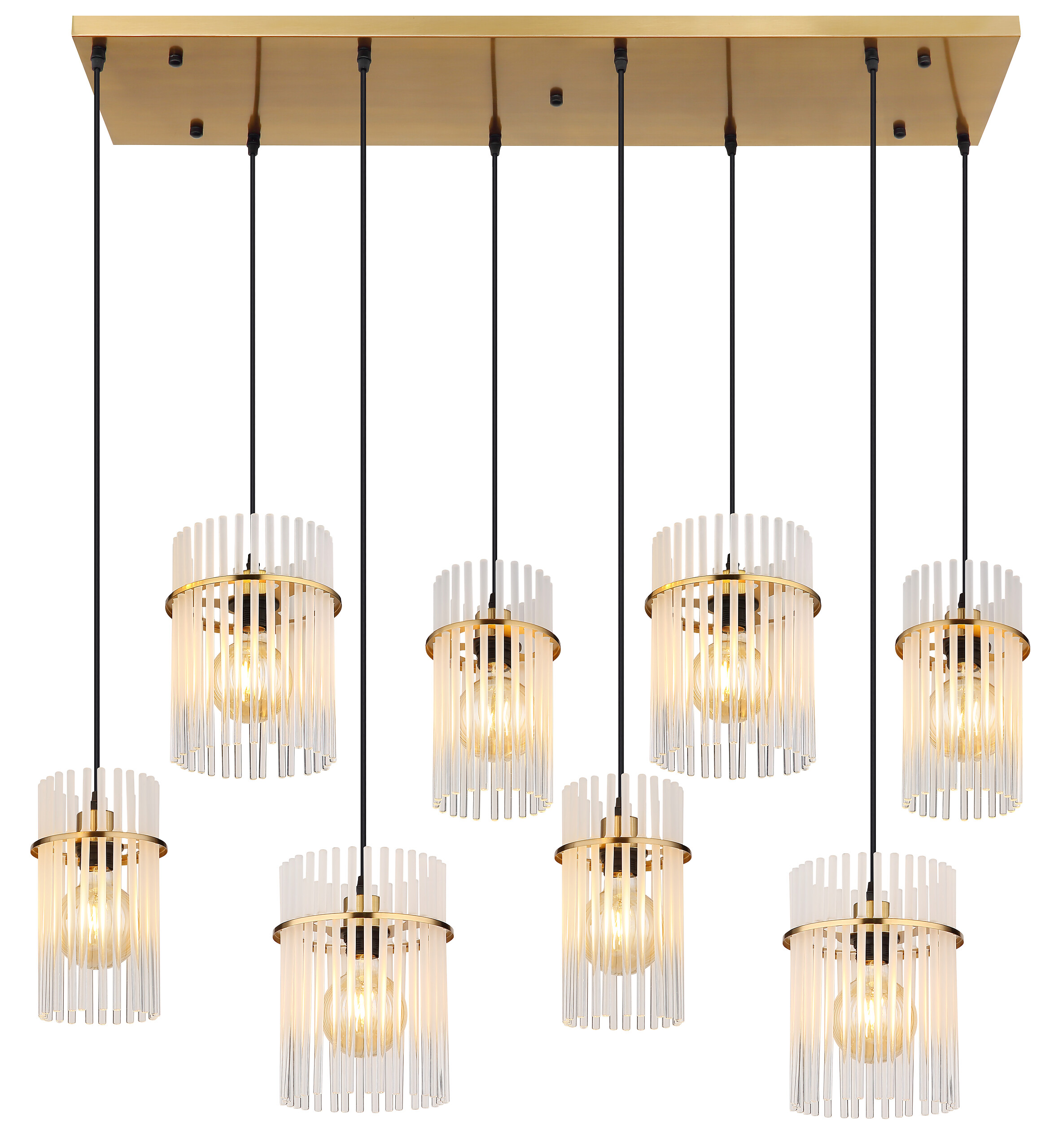 GLOBO Hängeleuchte klar Opal gold Metall Glas B/H/L: ca. 38x125x110 cm E27 8 Brennstellen