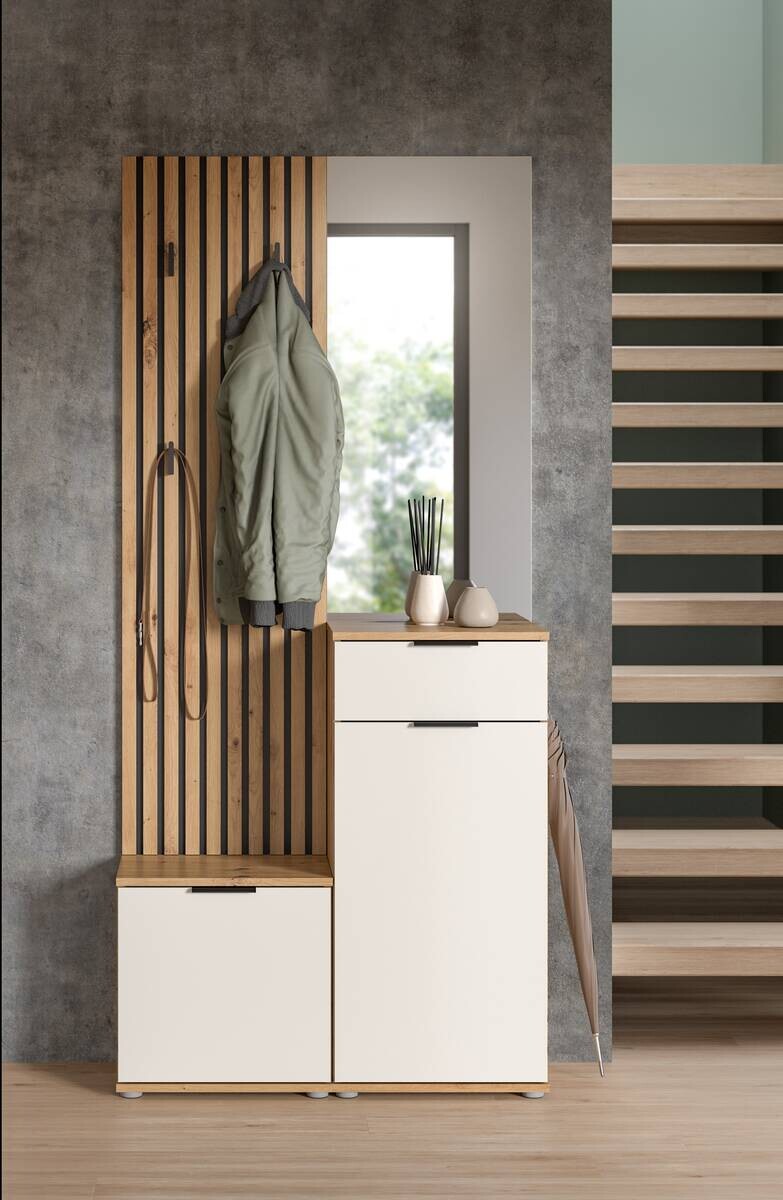 Garderobe Simple Eiche Artisan Nachbildung weiß B/H/T: ca. 88x195x35 cm