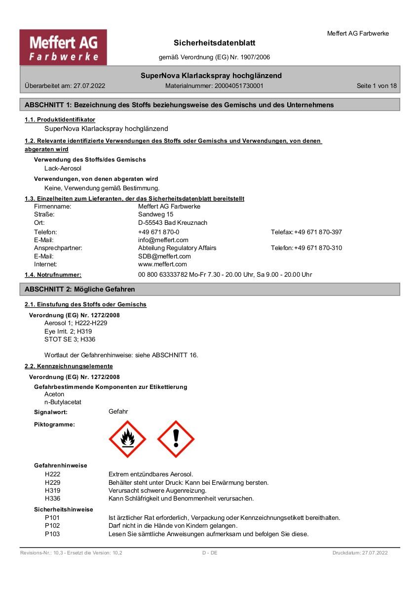 Super-Nova Klarlack Spray farblos glänzend ca. 0,4 l