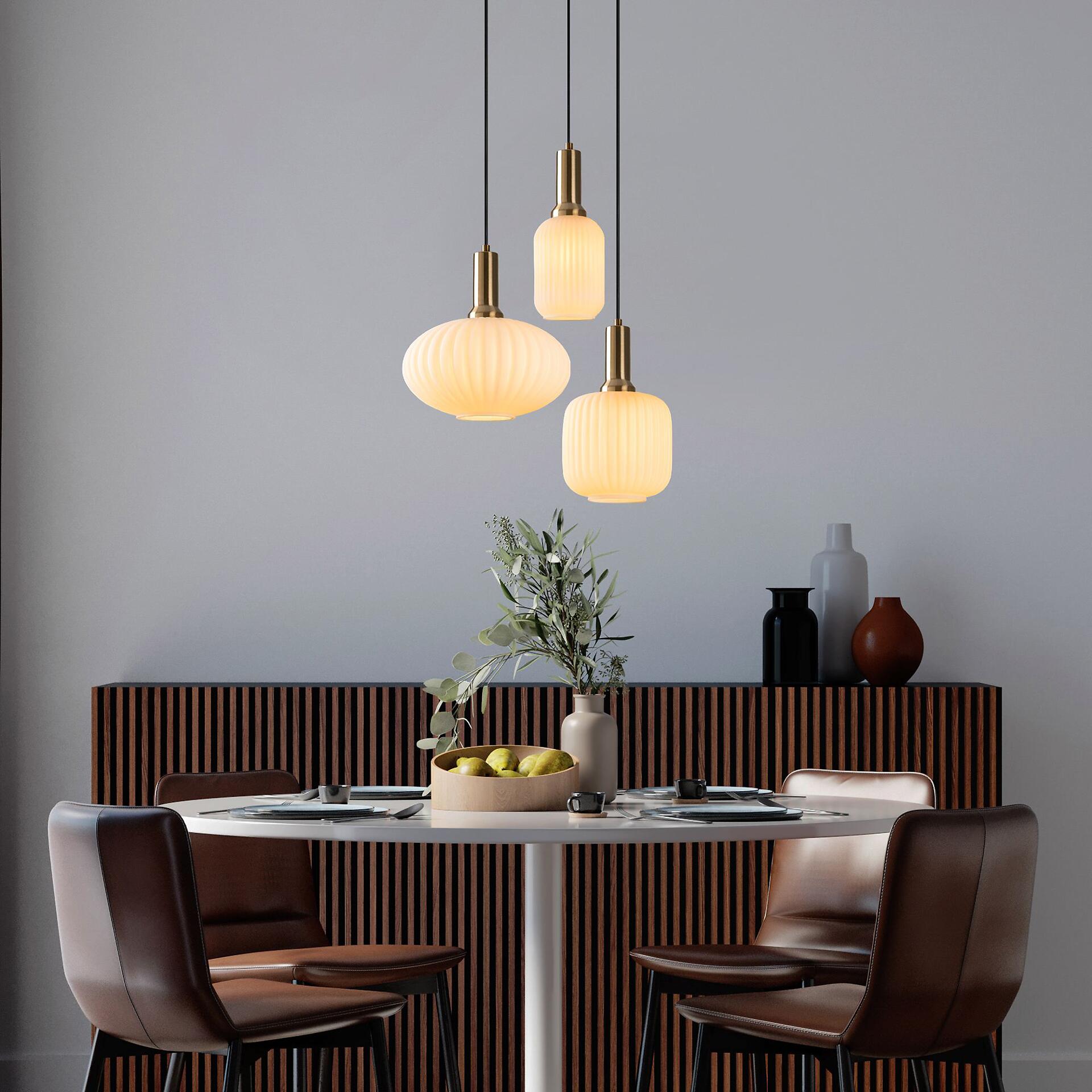 Opviq Pendelleuchte Asker-15201 gold Glas Metall B/H/T/L/D: ca. 55x130x55x55x55 cm E27 3 Brennstellen