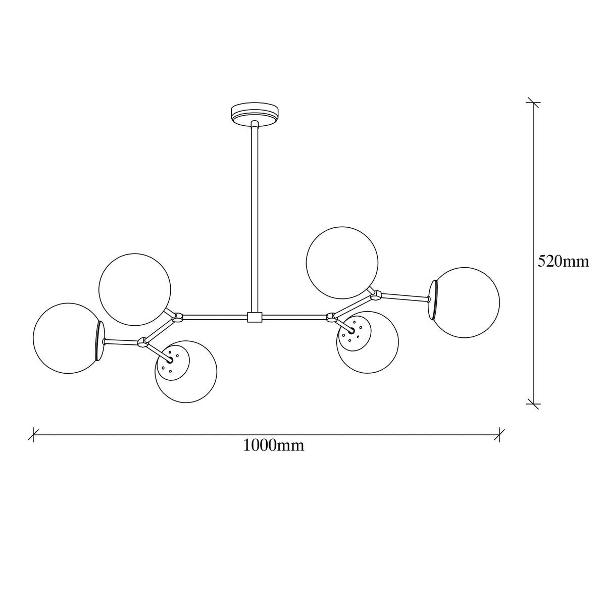 Opviq Pendelleuchte Damar-6321 weiß schwarz Glas Eisen B/H/T/L: ca. 100x48x58x100 cm E27 6 Brennstellen