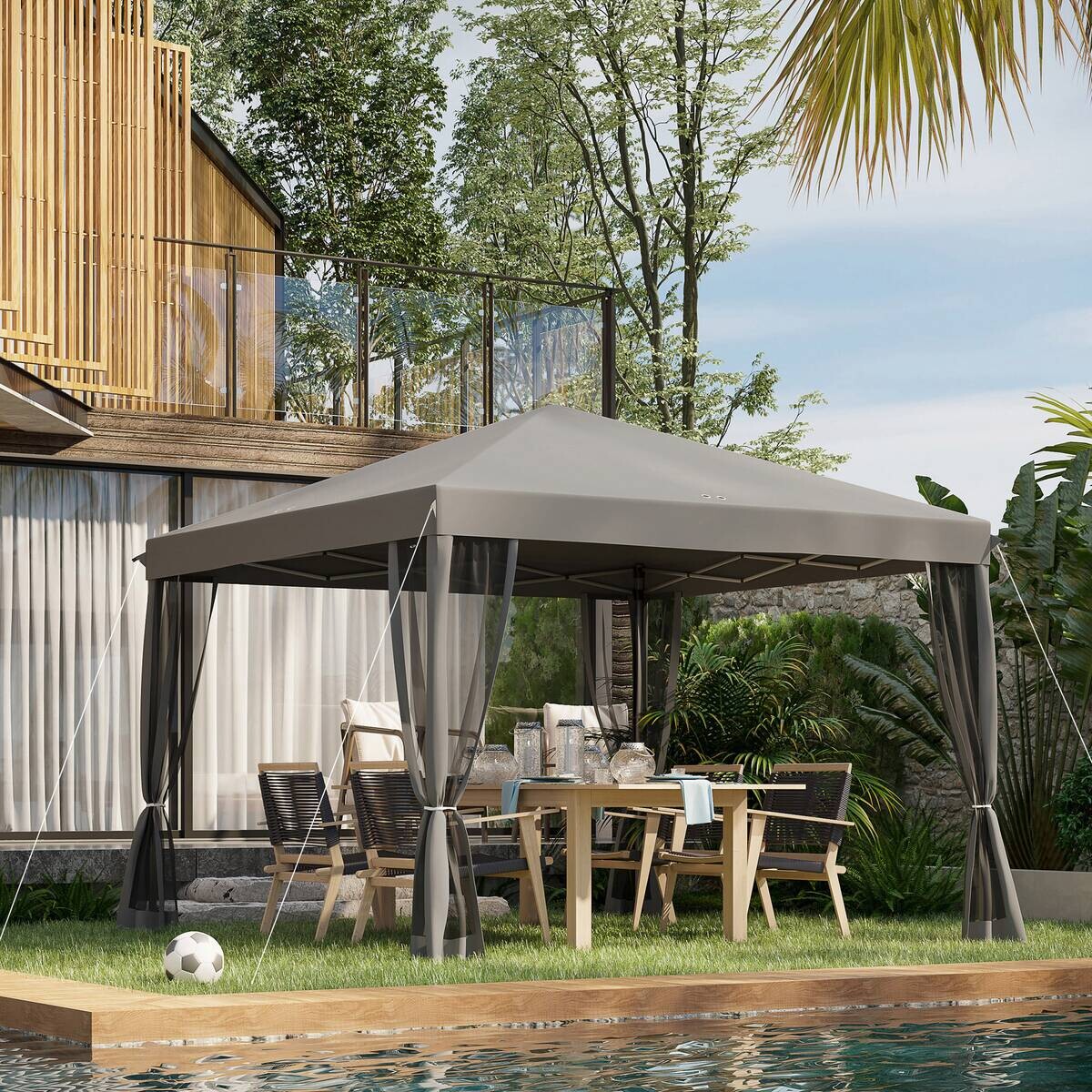 Outsunny Pavillon schwarz Metall B/H/L: ca. 295x260x295 cm