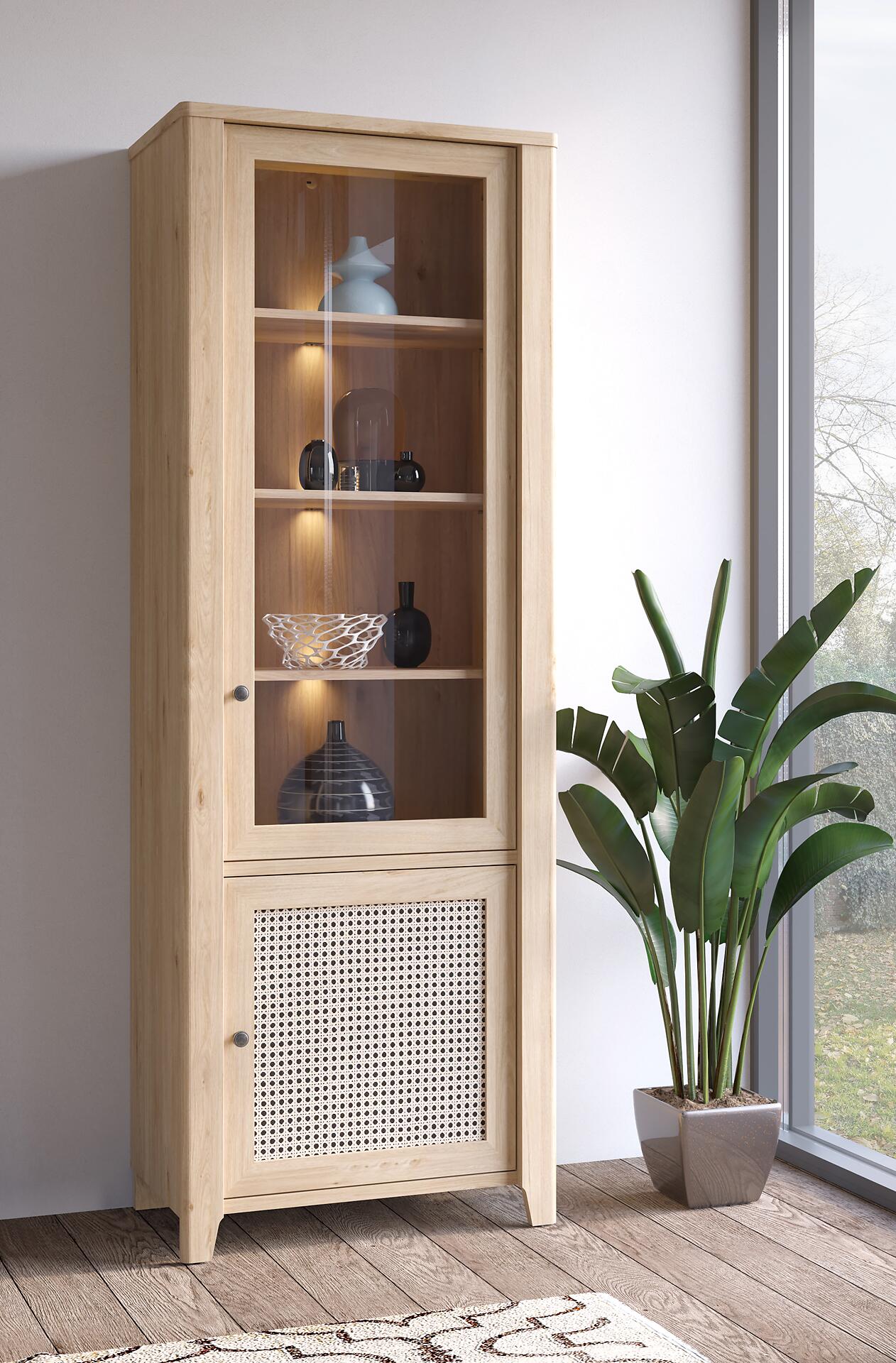 Standvitrine Cestino Jackson Hickory Nachbildung B/H/T: ca. 73x206x42 cm