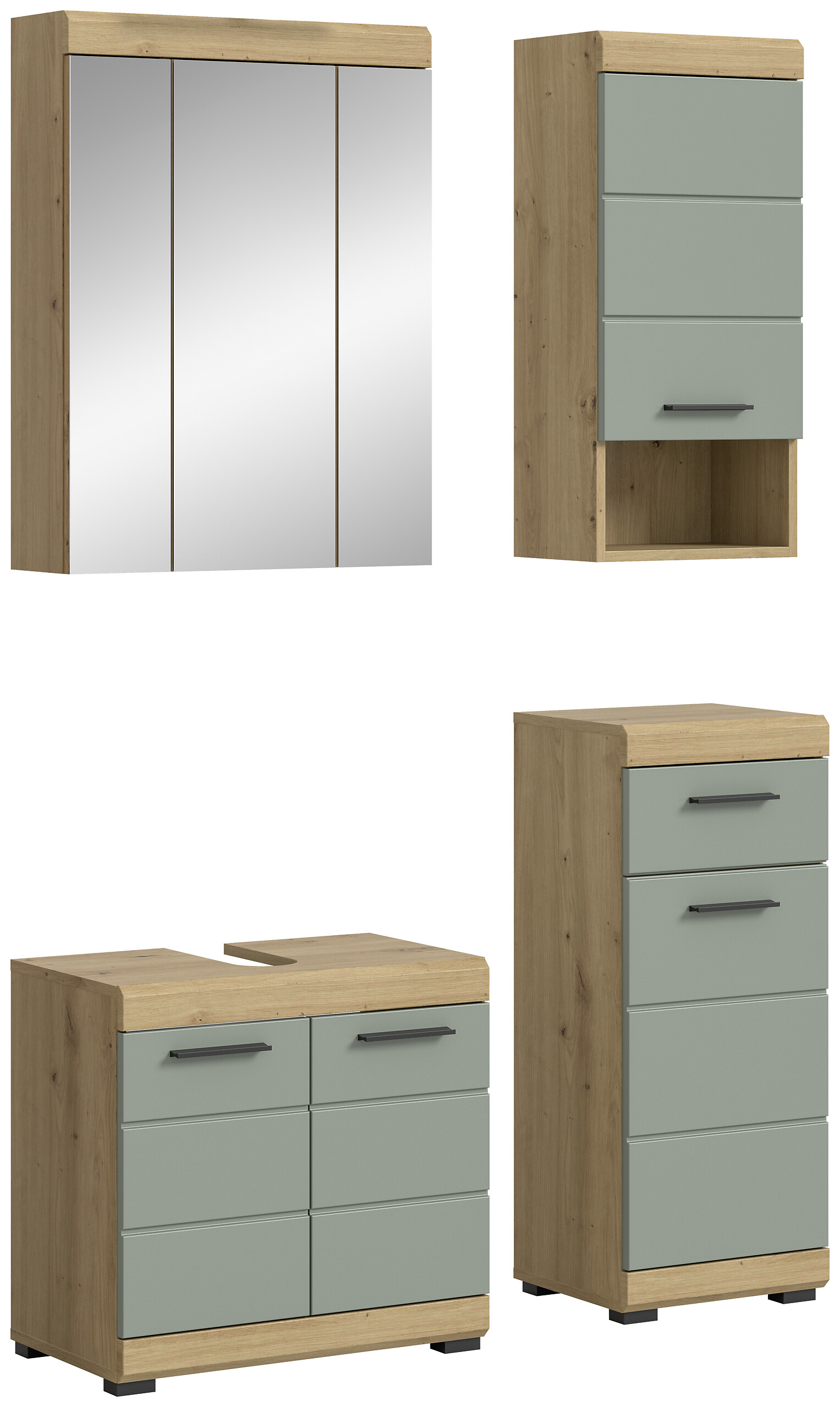 Badezimmer-Set Scout Eiche Artisan Nachbildung salbei Nachbildung B/H/T: ca. 112x191x34 cm