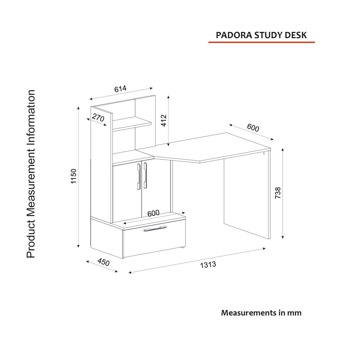 Schreibtisch Padora walnuss Nachbildung weiß B/H/T: ca. 131x115x60 cm