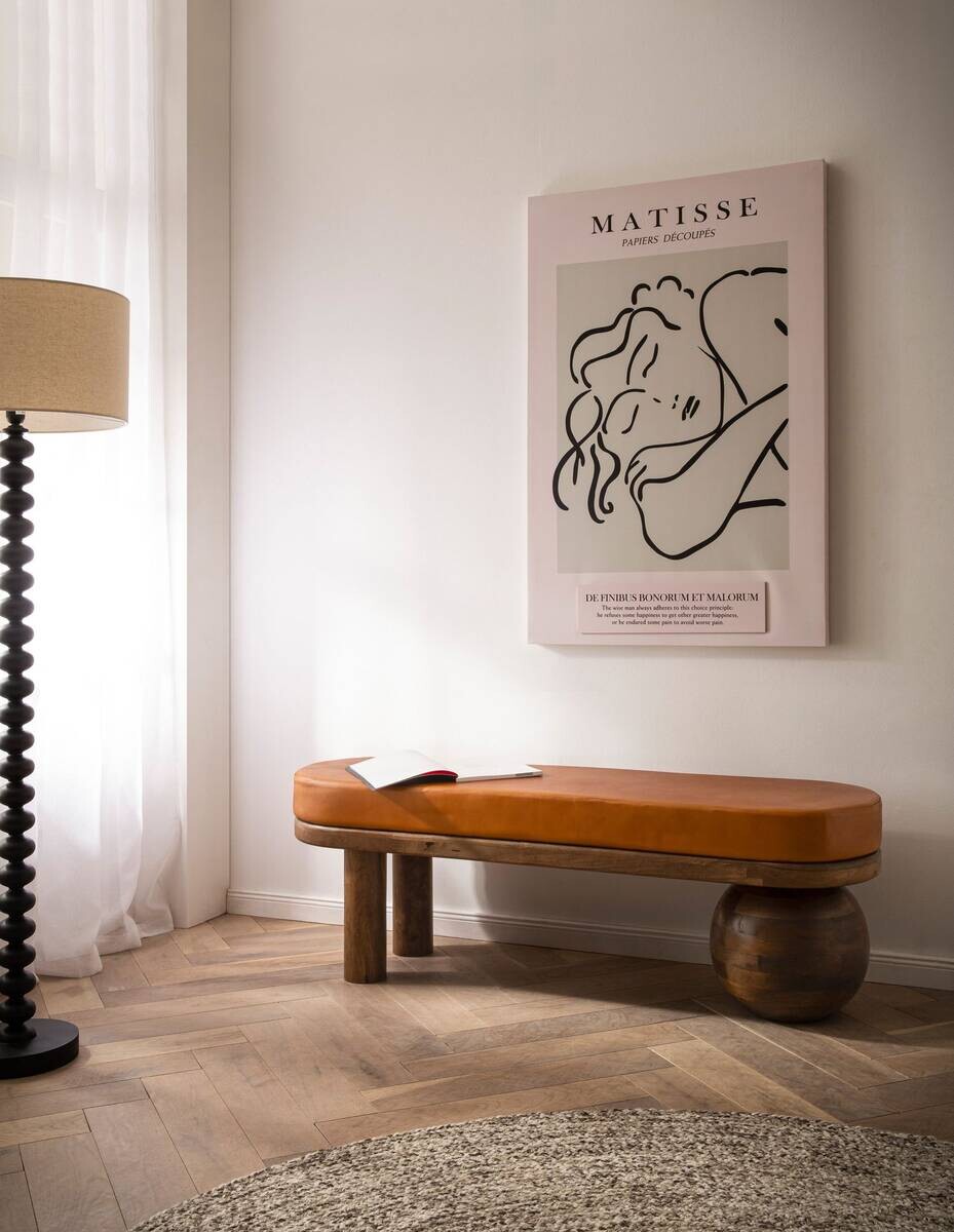 Sitzbank braun Mango Leder B/H/T: ca. 140x47x40 cm