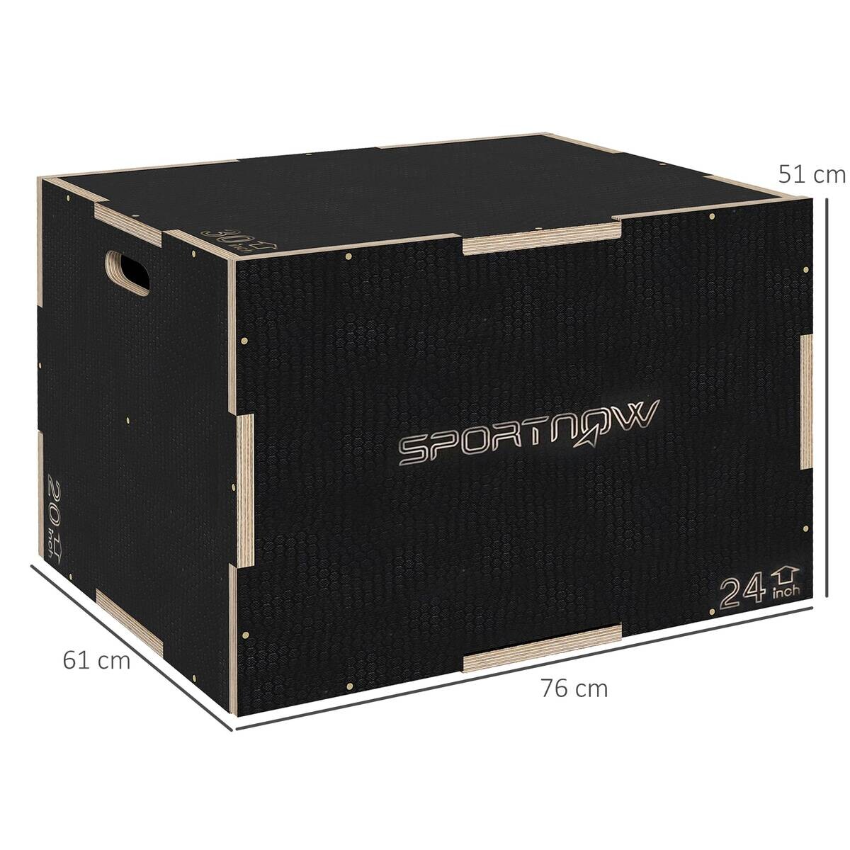SPORTNOW Sprungbox schwarz Buche B/H/L: ca. 61x51x76 cm